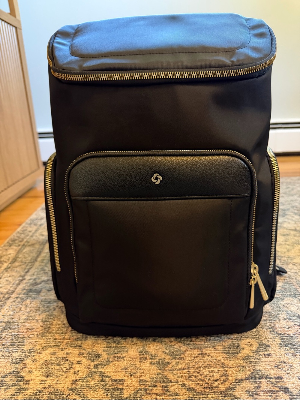 Samsonite Black Laptop Backpack with Gold Zippers